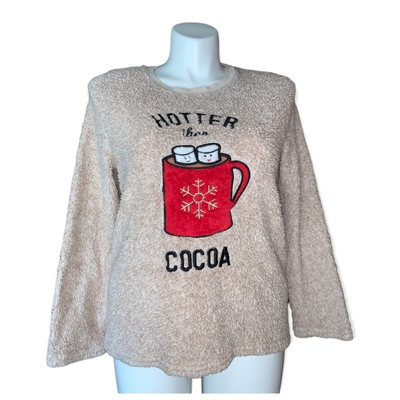 Secret Treasures SleepWear Cozy Sweater Hotter Then Cocoa Shirt, Size L (12-14) - Picture 5 of 10